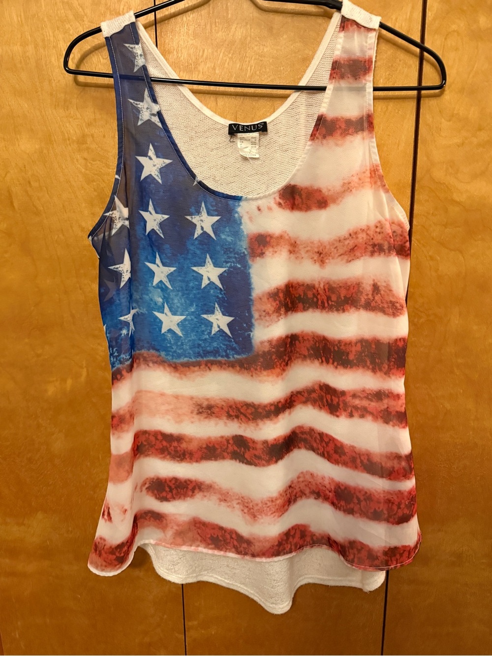 VENUS Patriotic Star & Stripe Tank Top - Blue, Red & White size medium